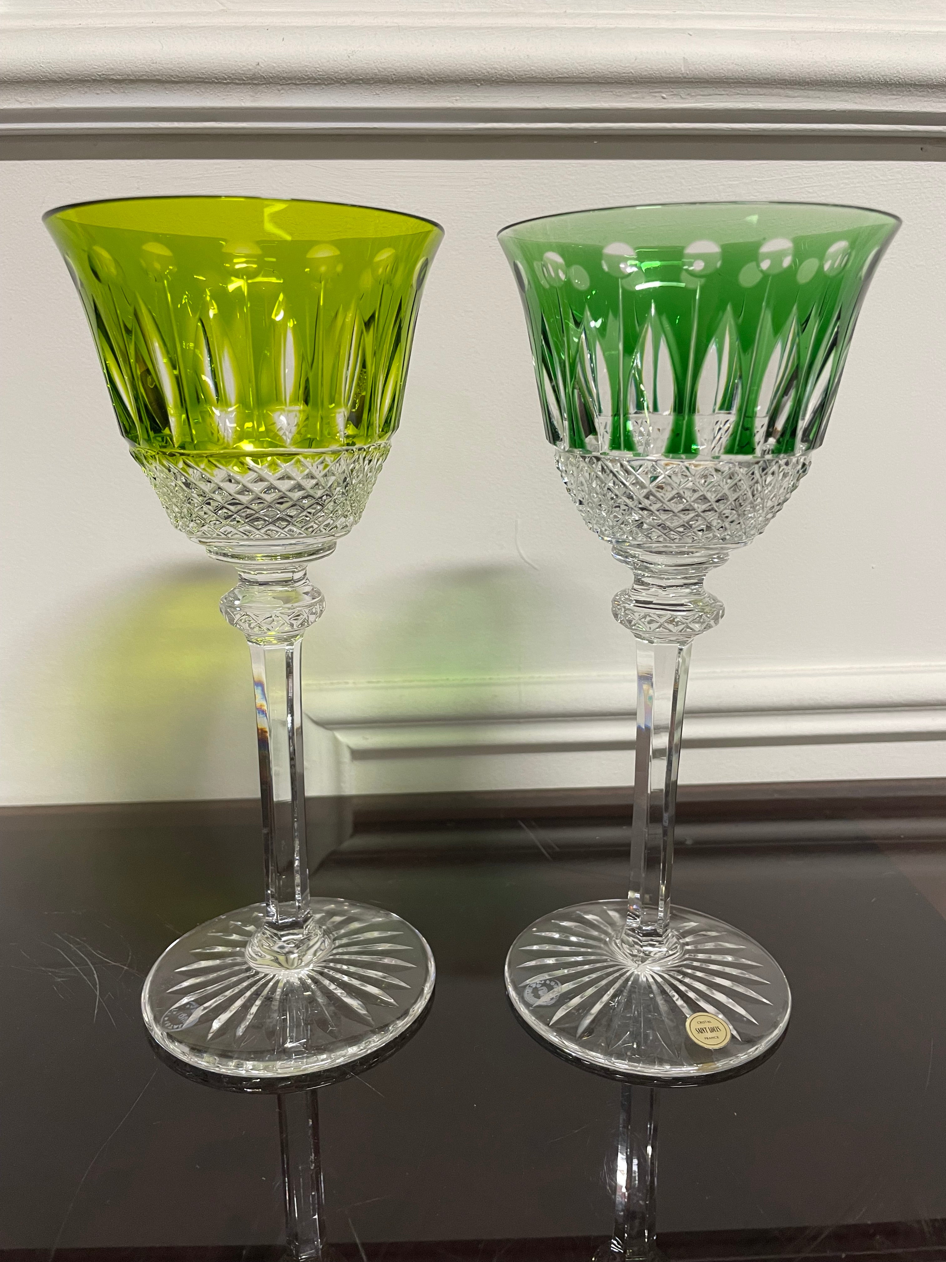 6 VERRES ROEMERS EN CRISTAL DE COULEUR SAINT LOUIS MODÈLE TOMMY H: 19,6