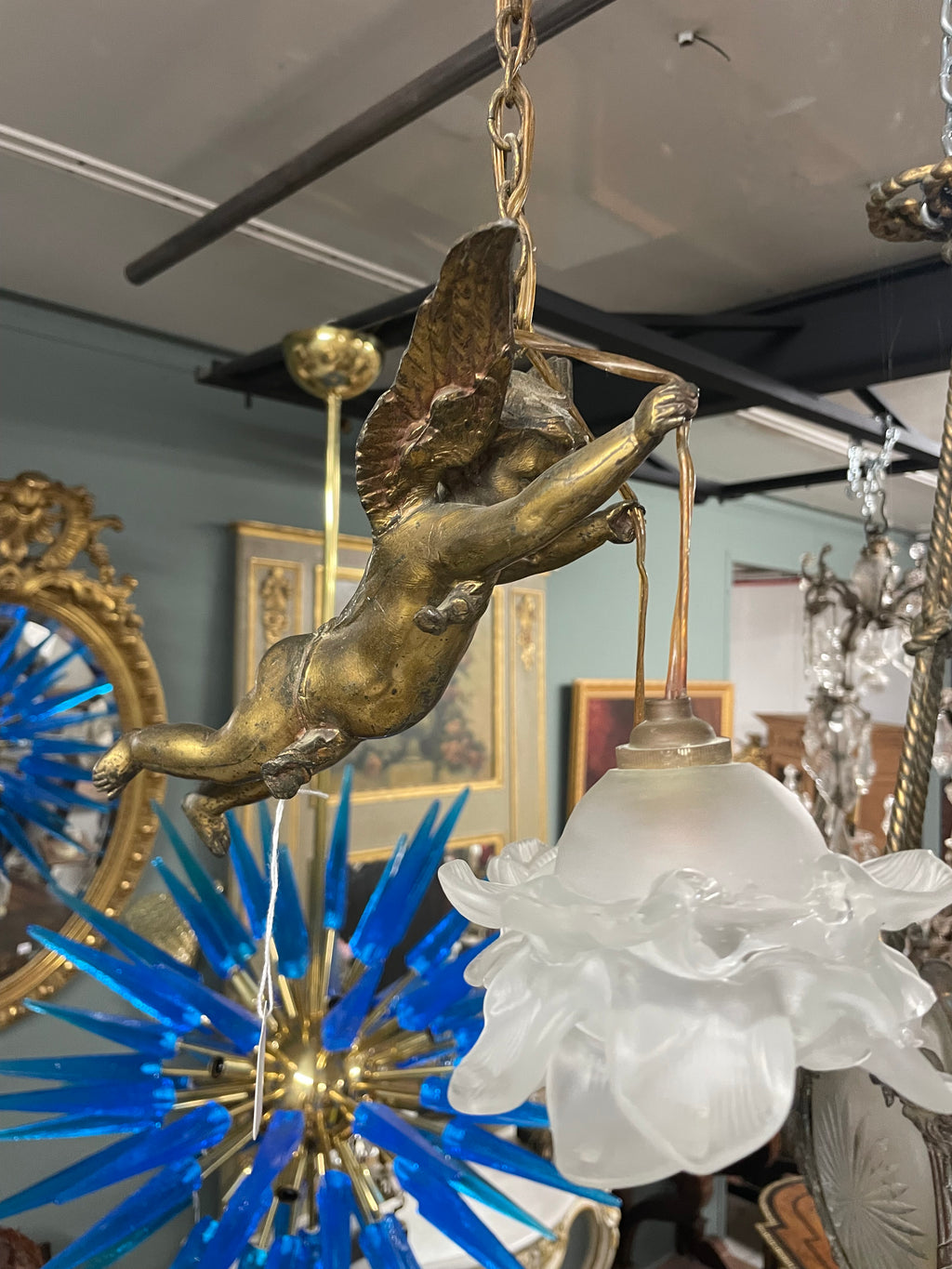 Suspension 1900 ange doré