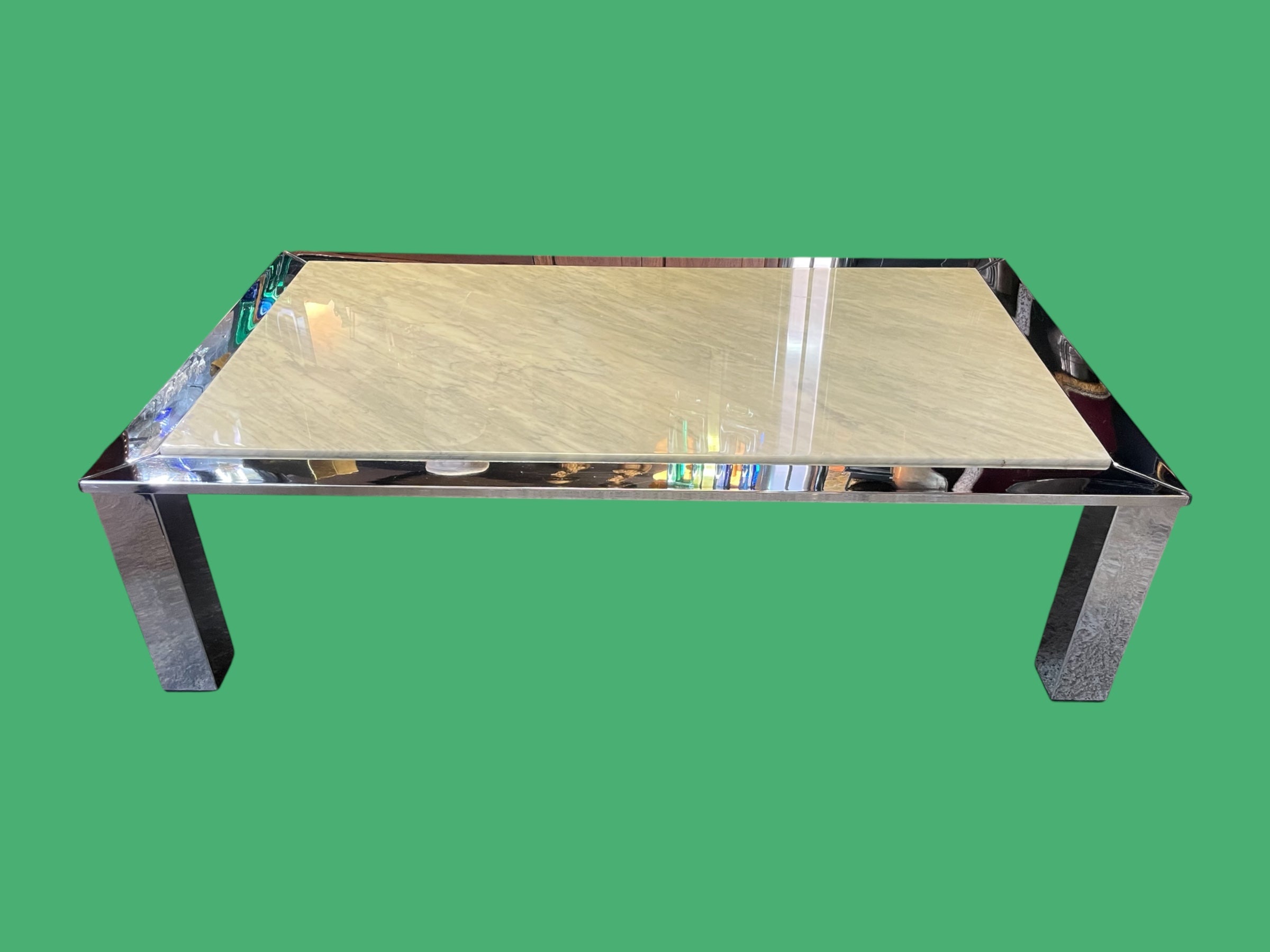 Table basse marbre et chrome vers 1970