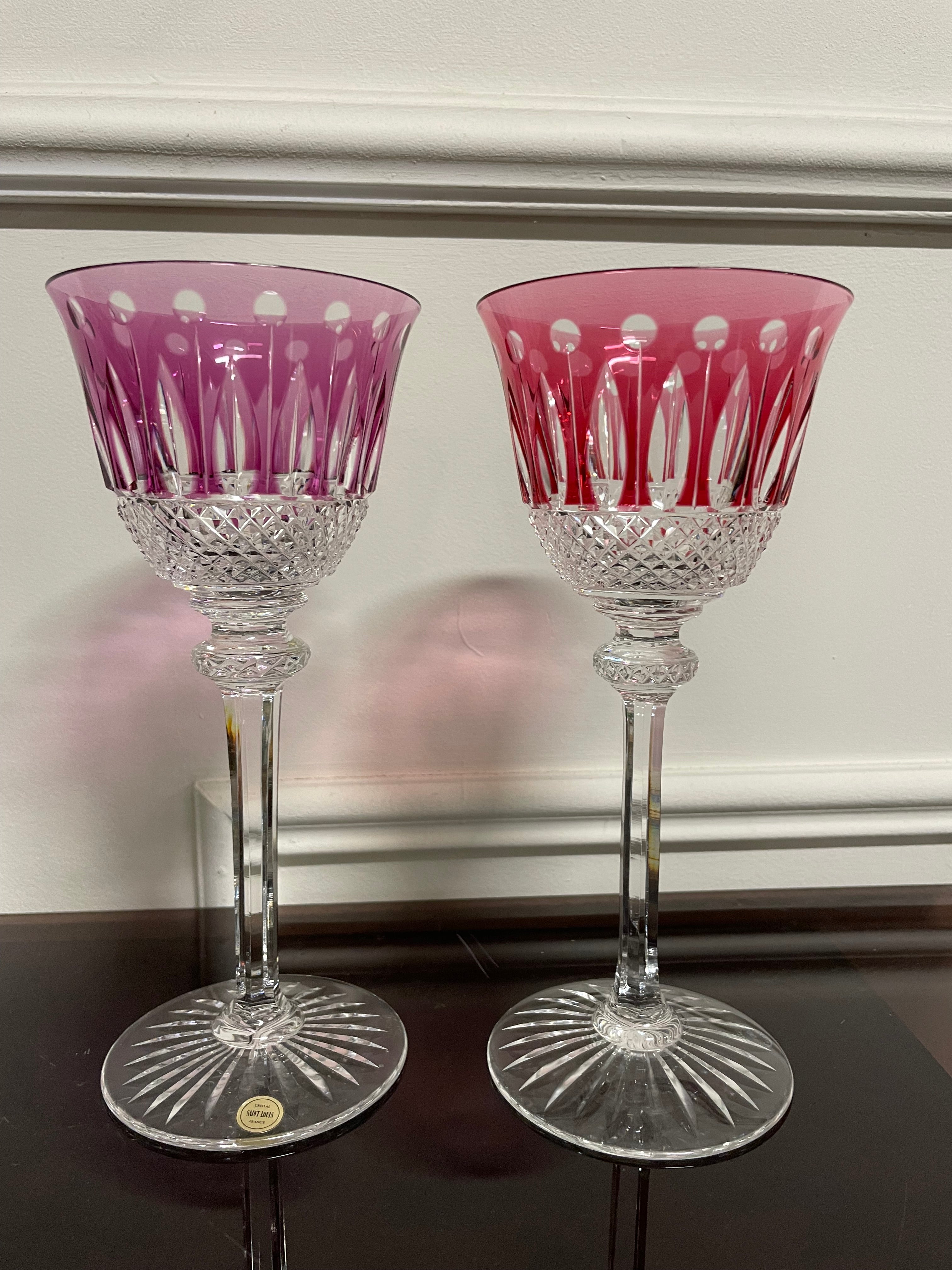 6 VERRES ROEMERS EN CRISTAL DE COULEUR SAINT LOUIS MODÈLE TOMMY H: 19,6