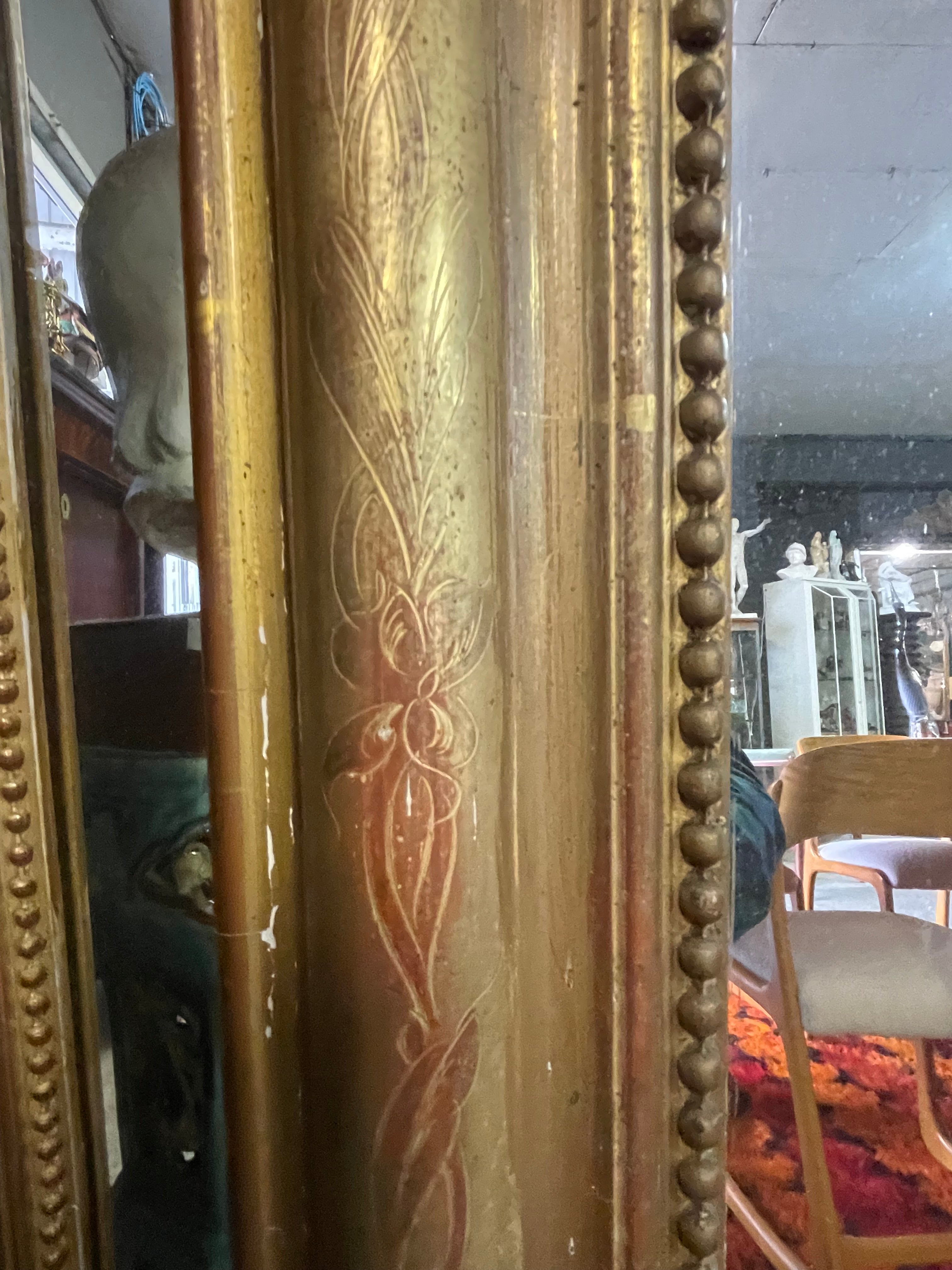 Grand miroir Louis Philippe Bois Doré