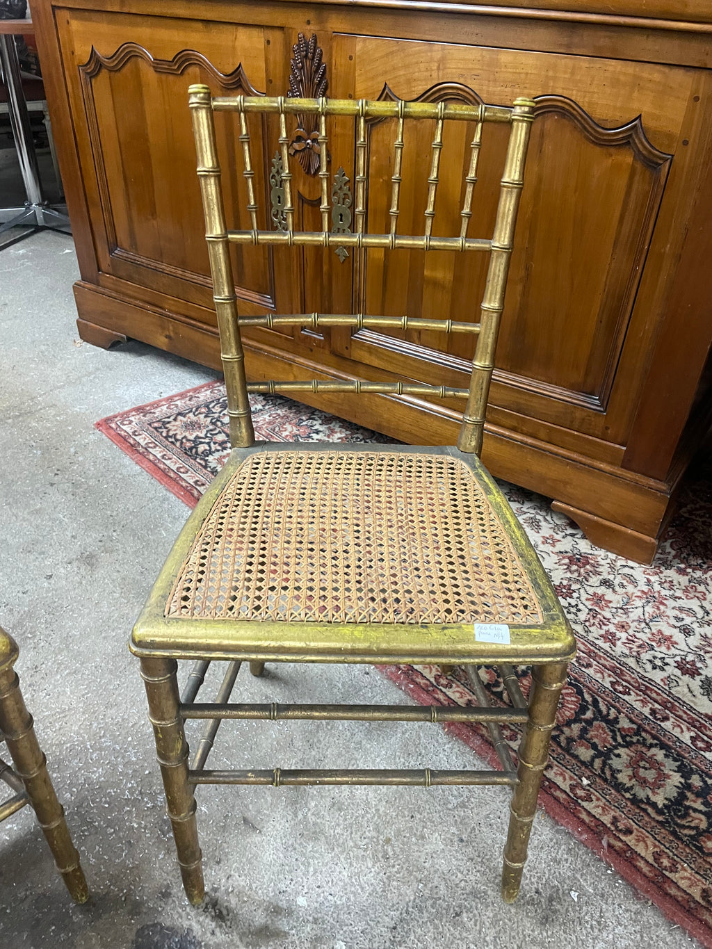 Paire de chaises en bois doré Napoléon III Façon bambou