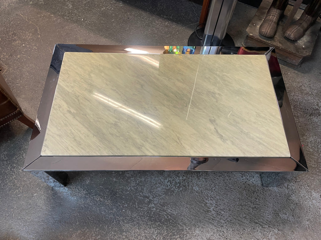 Table basse marbre et chrome vers 1970