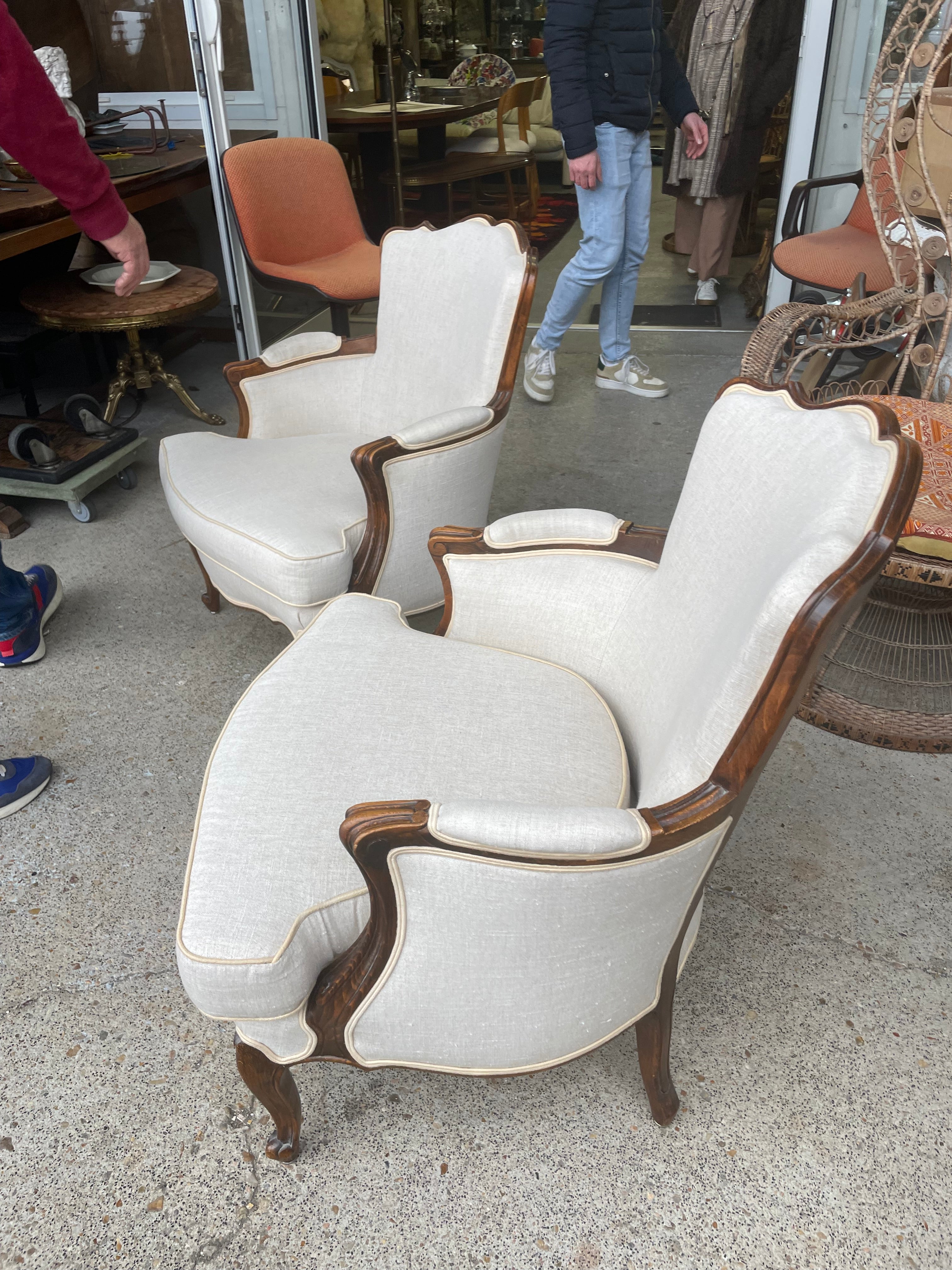 Paire de fauteuils Style Louis XV Blanc cassé